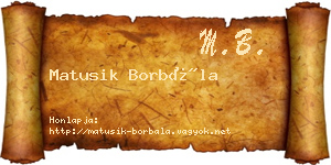 Matusik Borbála névjegykártya